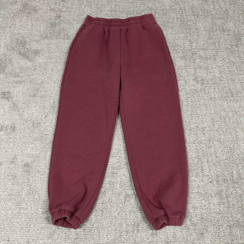 Comfrt Jogger Sweatpants Womens Mens Large Mauve Pink Pockets Fleece Lined